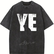 Distressed T White 'Ye' with Silhouette Vintage Washed T-Shirt in Black