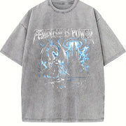 Feminism Is Power Dragon 90s Vintage Washed T-Shirt in Gray