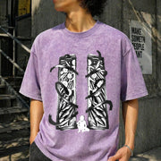 Retro Heavy Limited Gatekeeper Vintage Washed T-Shirt in Purple