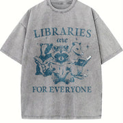 Libraries Are for Everyone Vintage Washed T-Shirt in Gray