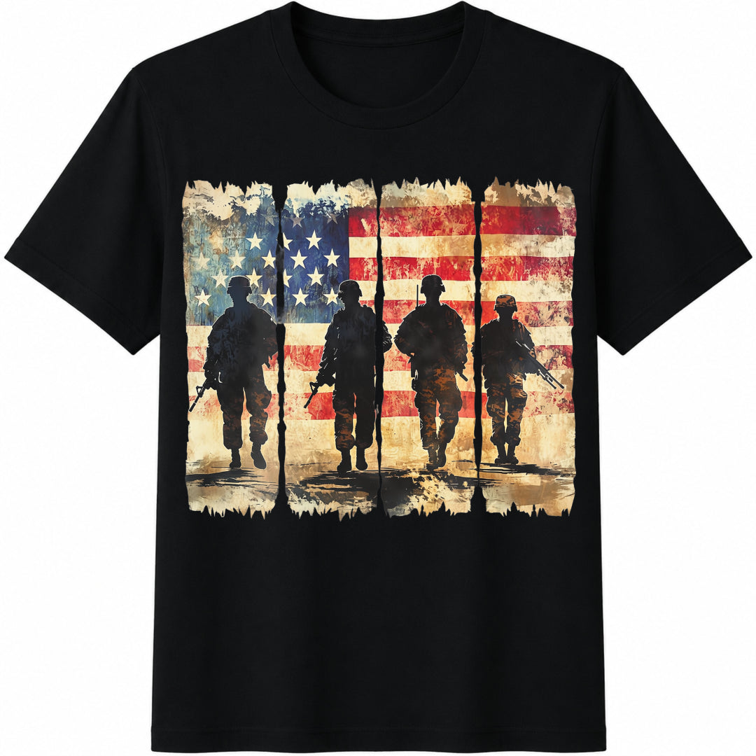 Land of the Free America Cotton T-Shirt in Black