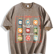 Reading Is My Jam Vintage Washed T-Shirt in Brown