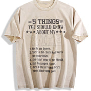 For Husband 5 Things You Should Know About My Wife Vintage Washed T-Shirt in Beige