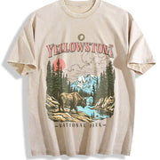 Yellowstone National Park Vintage Washed T-Shirt in Beige