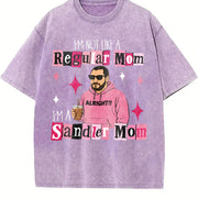 I'm Not a Regular Mom I'm a Sandler Mom vintage washed oversized T-shirt in Purple