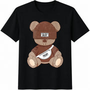 Brown Teddy Bear Cotton T-Shirt in Black