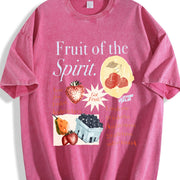 Fruit of the Holy Spirit Christian Faith Religious Vintage Washed T-Shirt in Red