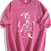 Tengen Uzui Sound Breathing Vibe for Guys vintage washed oversized T-shirt in Red