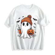 Halloween Ghost Cute Ghost Cotton T-Shirt in White