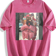 Woman Carrying Gifts in the Snow Vintage Washed T-Shirt in Red