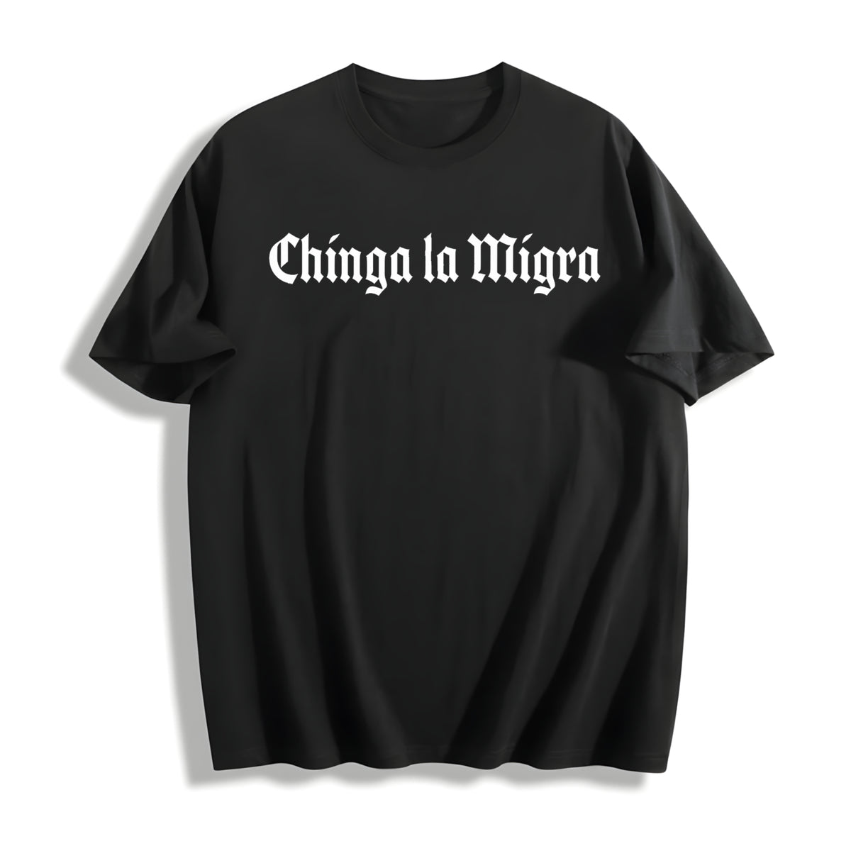Chinga La Migra Abolish ICE Solidarity with Immigrants Cotton T-Shirt in Black