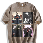Michael Myers and Ghostface Vintage Washed T-Shirt in Brown