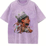 King Ryan Mexican Boxer World Champion Custom vintage washed oversized T-shirt in Purple