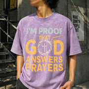 I Am God's Response to Prayer Vintage Washed T-Shirt in Purple