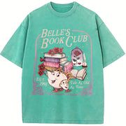 Belle's Book Club Tale as Old as Time Belle’s Book Cafe Vintage Washed T-Shirt in Blue