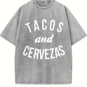 Tacos and Cervezas for Sarcastic Humor Classic Cinco De Vintage Washed T-Shirt in Gray