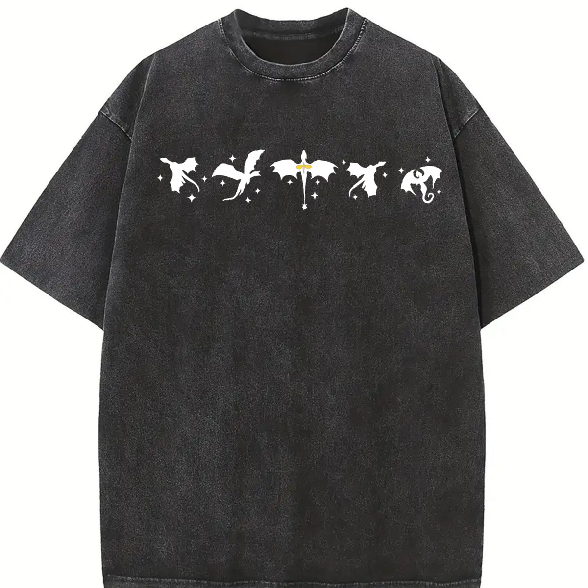 Fourth Wing Basgiath War College Violet Sorrengail vintage washed oversized T-shirt in Black