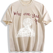 Who Are You Vintage Washed T-Shirt in Beige