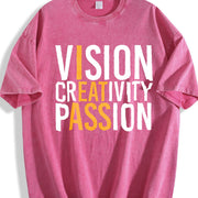 Vision Creativity Passion Smooth Basic vintage washed oversized T-shirt in Red