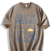 Gulf of Mexico Sunset Waves Vintage Washed T-Shirt in Brown