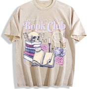 Anti Social Book Club Vintage Washed T-Shirt in Beige