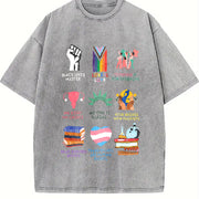 Big Fan Of Human Rights Freedom S~5XL and Batik vintage washed oversized T-shirt in Gray