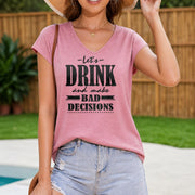 Let's Drink and Make Bad Decisions Women's Color Cotton Tank Top in Pink