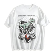 Remember Who You Are Dinosaur Cotton T-Shirt in White
