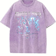 Feminism Is Power Dragon 90s Vintage Washed T-Shirt in Purple