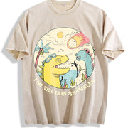 The Vibe Is in Shambless Vintage Washed T-Shirt in Beige