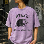 Awake at What Cost Vintage Washed T-Shirt in Purple