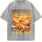 Mozzarella Sticks Retro Food Lover Gag Vintage Washed T-Shirt in Gray