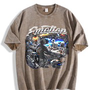 Emotion Future Begin Alien Skeleton Bar Sleeveless Tank Vintage Washed T-Shirt in Brown