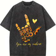 You Are My Sunshine Vintage Washed T-Shirt in Black
