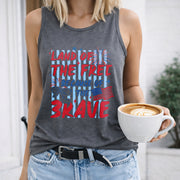 Custom Land of the Free Because of the Brave Women's Color Cotton Tank Top in Gray
