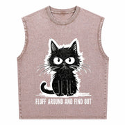 Cat Fluff Around and Find Out Vintage Washed Tank Top in Brown
