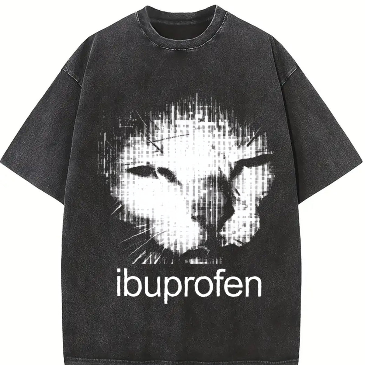 Premium Ibuprofen Cat Meme Vintage Washed T-Shirt in Black