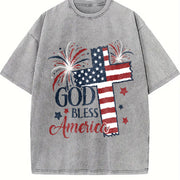 Short-sleeve for Spring Vintage Washed T-Shirt in Gray