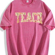 Spring Teacher Floral Teach Vintage Washed T-Shirt in Red