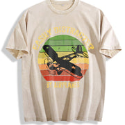 Easily Distracted by Airplanes Vintage Washed T-Shirt in Beige