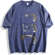 Ponyo Studio Ghibli Anime vintage washed oversized T-shirt in Blue