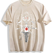 Ryuk & Light Yagami (Kira) – Death Note Anime vintage washed oversized T-shirt in Beige