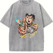 Yusuke Urameshi - Yu Hakusho Anime Manga vintage washed oversized T-shirt in Gray