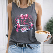 Gym Mode Pink Bow Barbell Shoes Crew-neck Sleeveless Vest Women's Color Cotton Tank Top in Gray