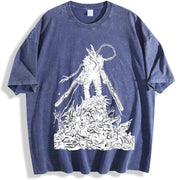 Chainsaw Man Denji & Pochita vintage washed oversized T-shirt in Blue