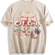 Support Your Local Cat Cult Vintage Washed T-Shirt in Beige