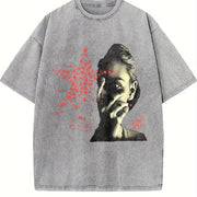 Star Portrait Tank Vintage Washed T-Shirt in Gray