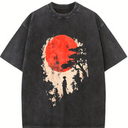 For Formal Urban Distressed Enthusiasts Vintage Washed T-Shirt in Black