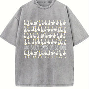 Silly Goose 100 Days of School Vintage Washed T-Shirt in Gray
