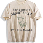 Are You a Smart Fella Vintage Washed T-Shirt in Beige